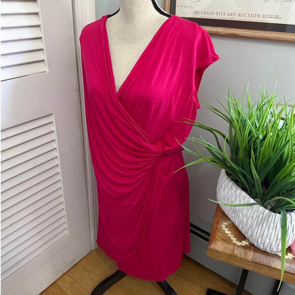 Tommy Bahama Dress Womens Large Pink Tambour Side Gathered Elevated Resort Chic